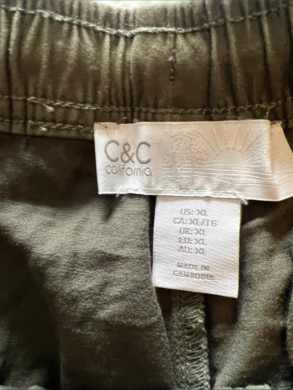 C & C California Olive Drawstring Jogger Style Pants - Picture 2 of 4